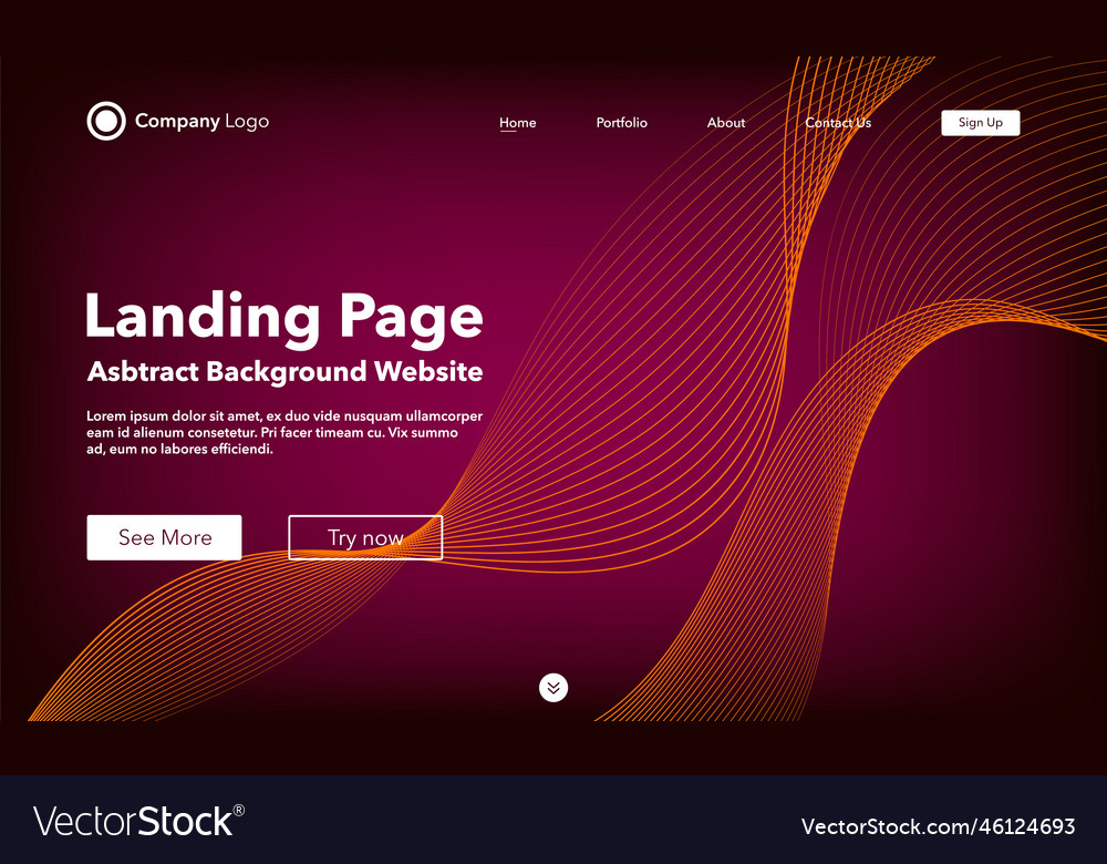 Gradient abstract background landing page vector image Gradient abstract background landing page