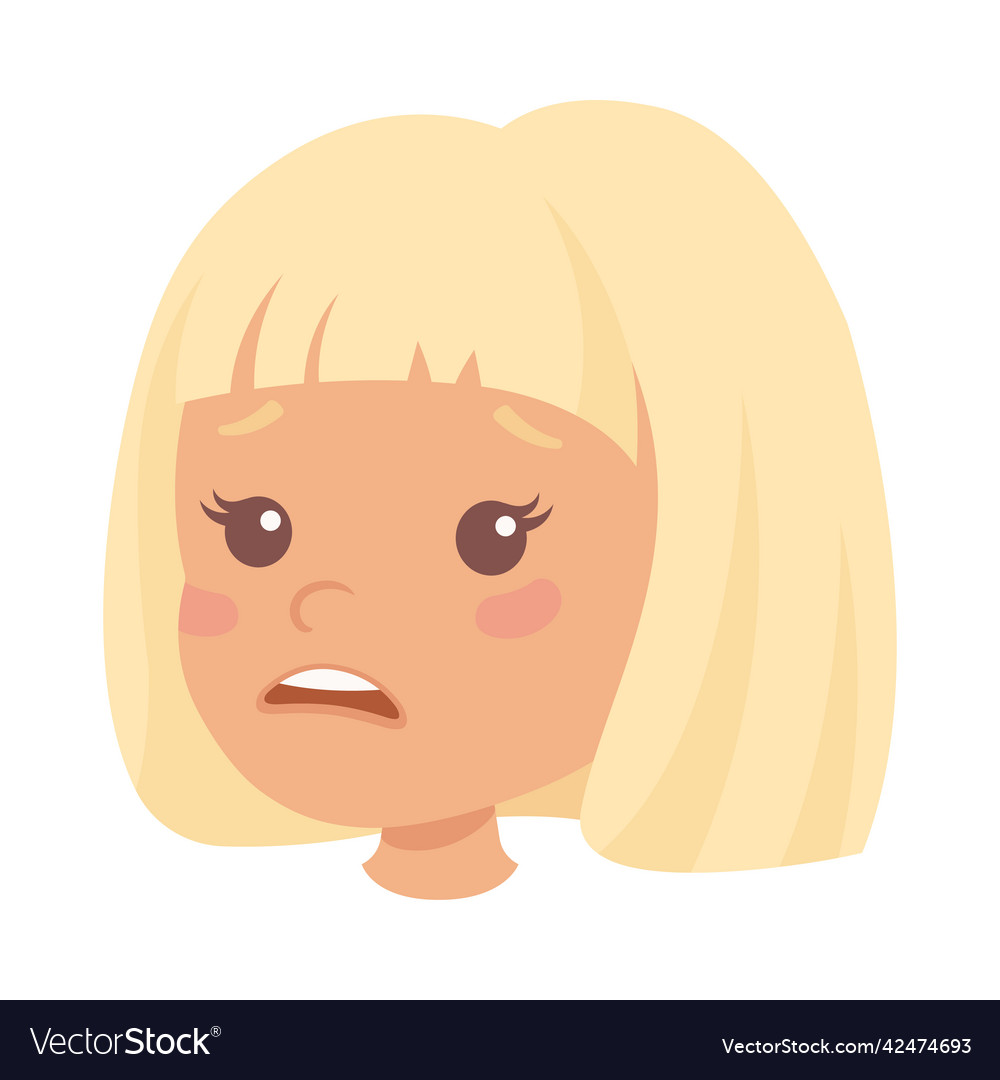 Little blond girl character face with short