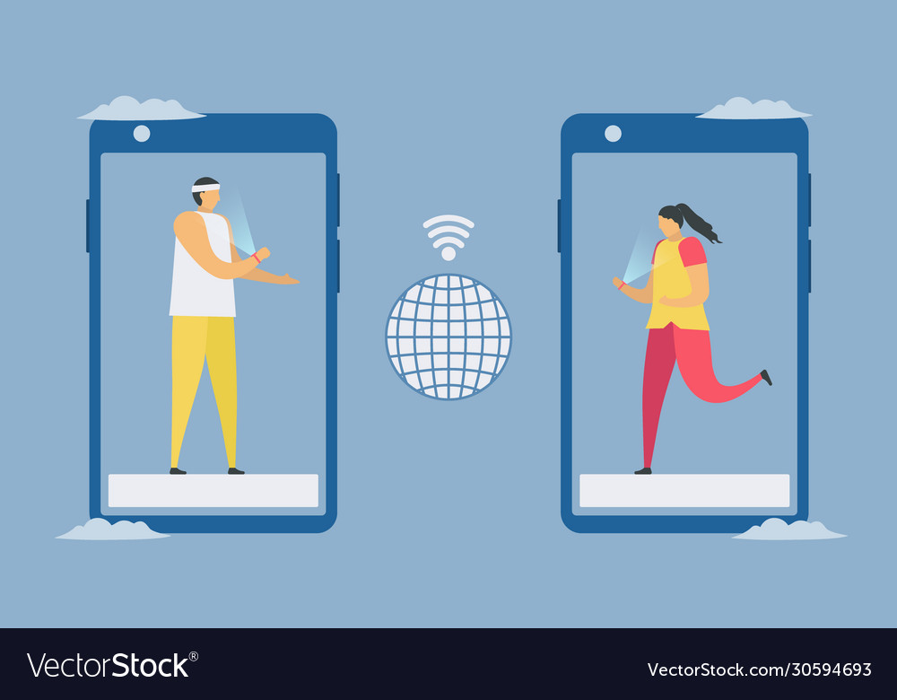 Online-Kommunikation mit Smartphone und Smart vector image Online-Kommunikation mit Smartphone und Smart