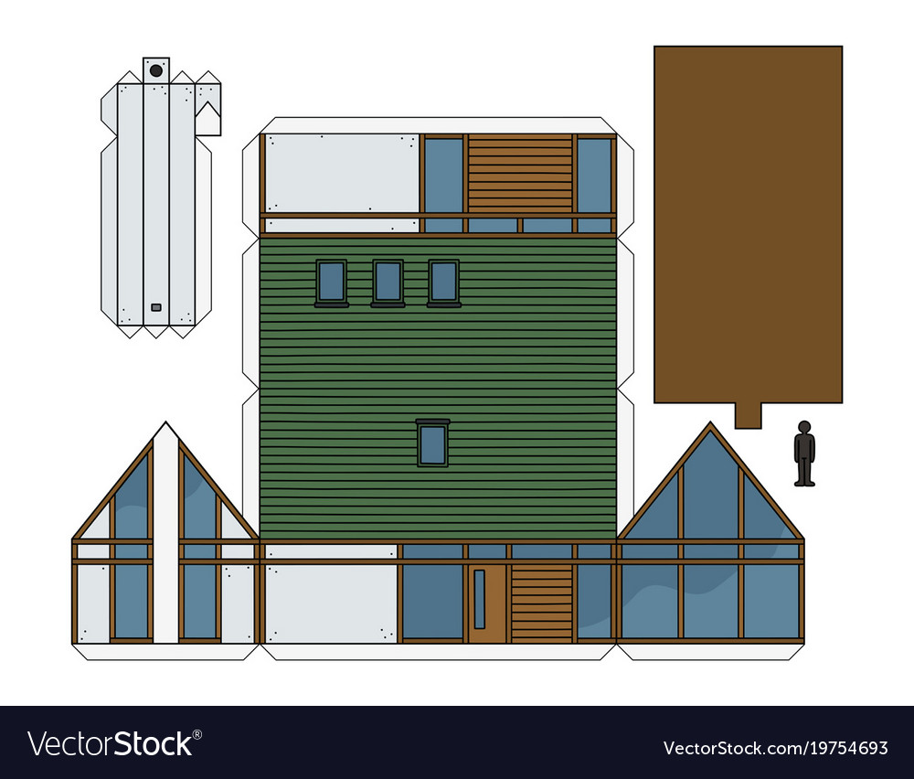 Paper model of a house Royalty Free Vector Image