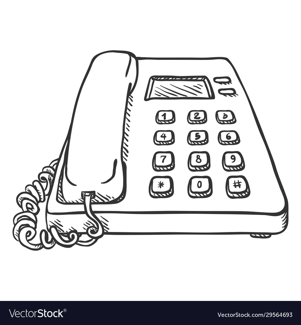 Sketch office telephone business phone Royalty Free Vector