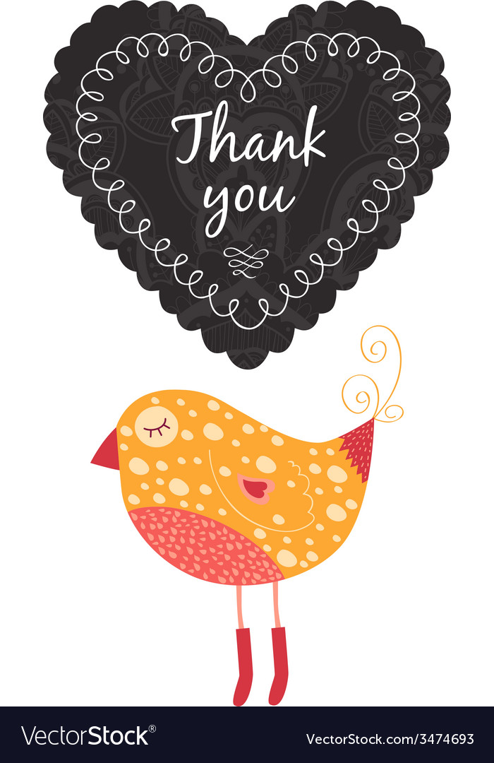 Thank you card with birds