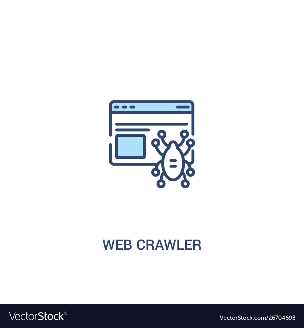 Web-Crawler-Konzept 2 farbige Icon einfache Linie