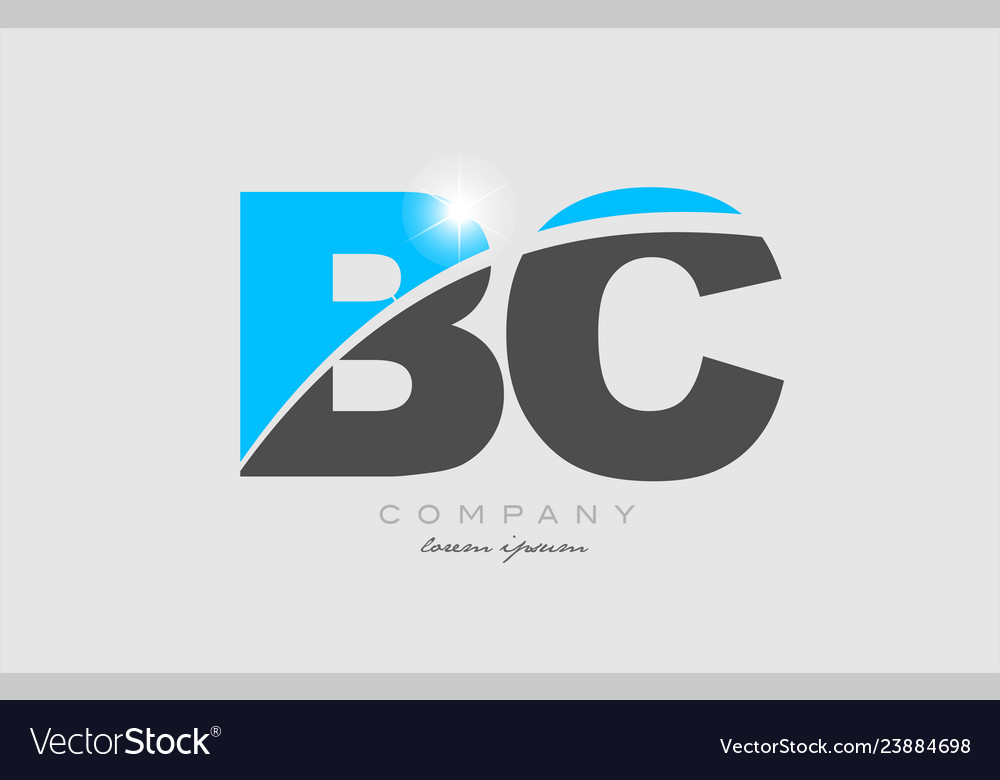 Combination letter bc b c in grey blue color