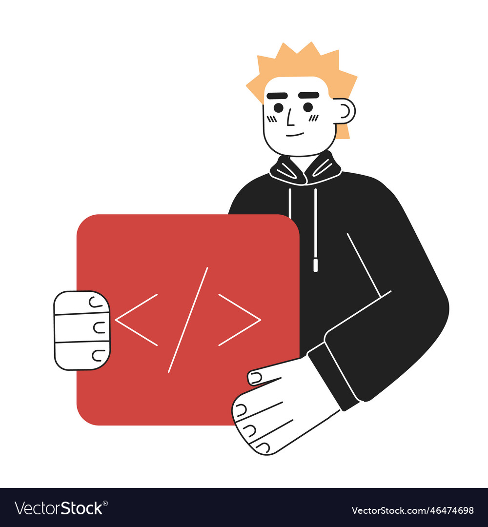 Computer coder job line concept spot vector image Computer coder job line concept spot