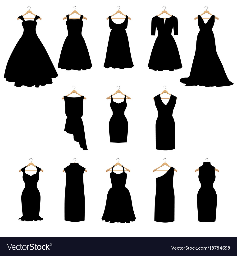 Dresses silhouette set Royalty Free Vector Image