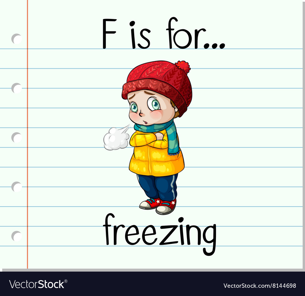 Flashcard letter f is for freezing