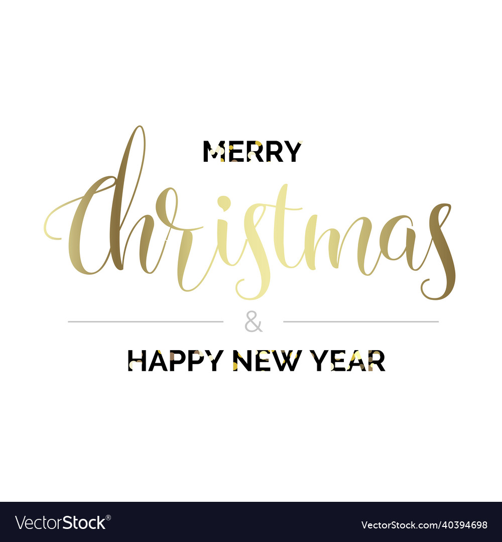 Gold lettering merry christmas and happy new year Vector Image