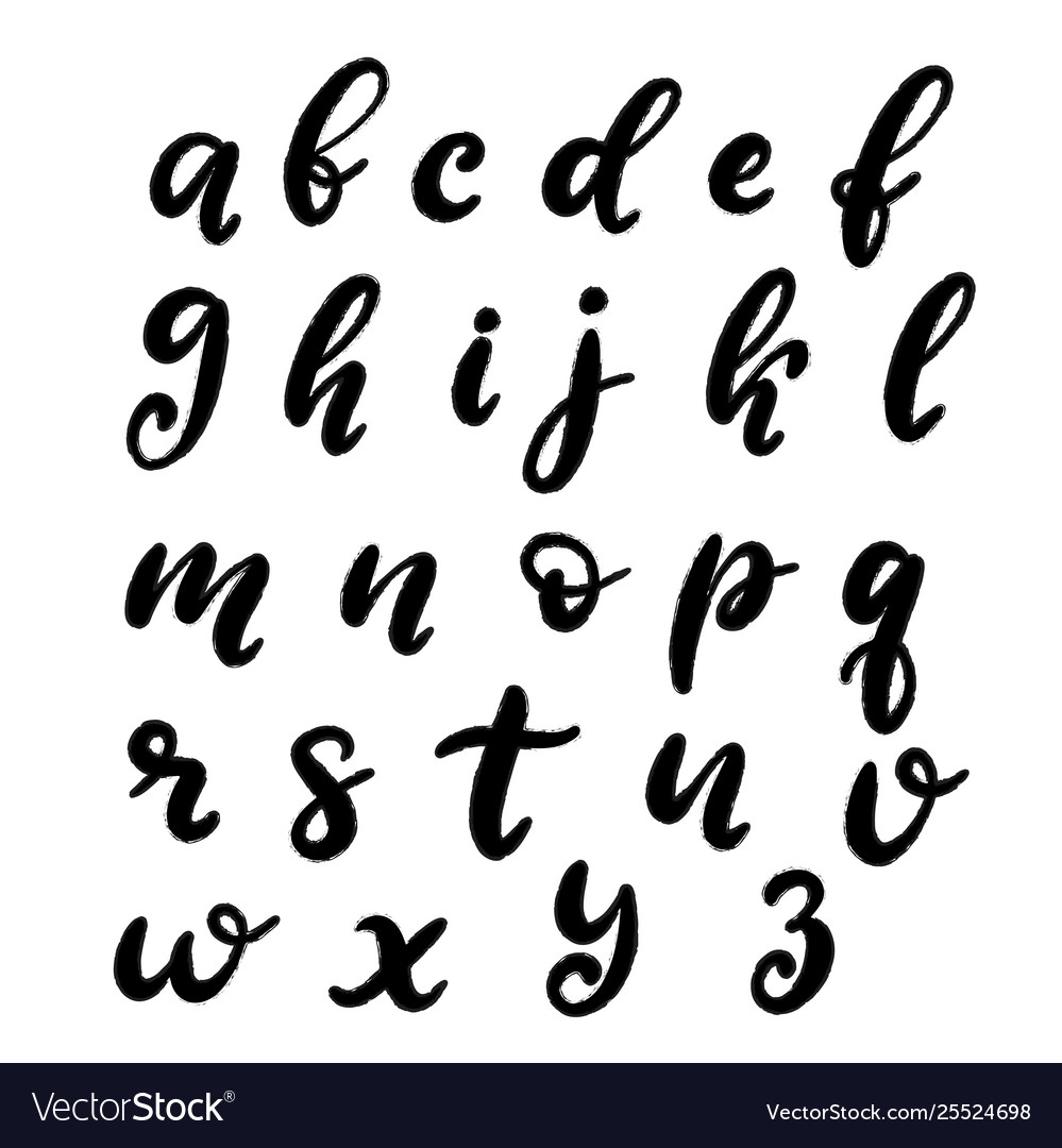 Hand drawn lettering font alphabet