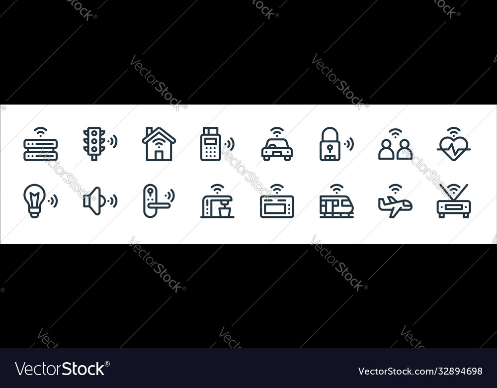 Internet things line icons linear set quality vector image Internet things line icons linear set quality