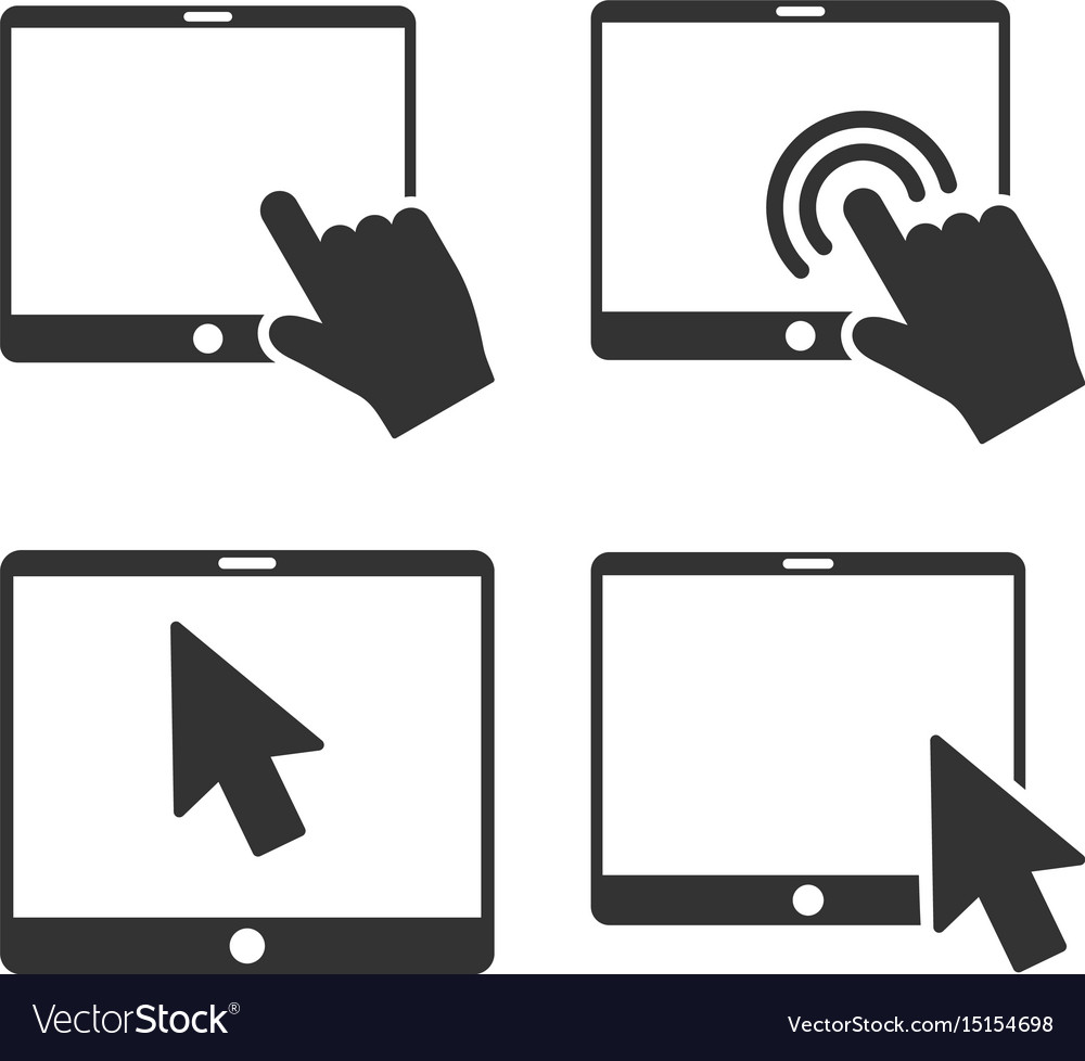 Mobile tab pointer flat icon set