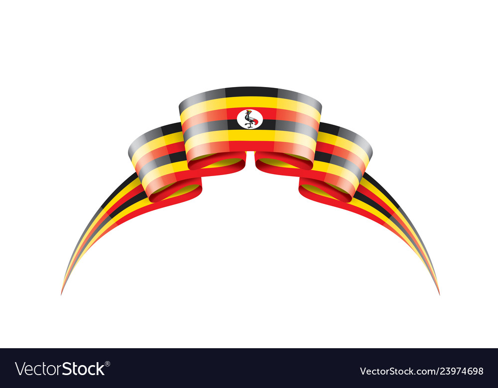 Uganda Flagge auf einem weißen