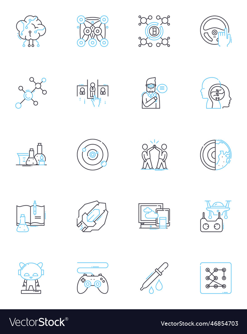 Computer software linear icons set code program vector image Computer software linear icons set code program