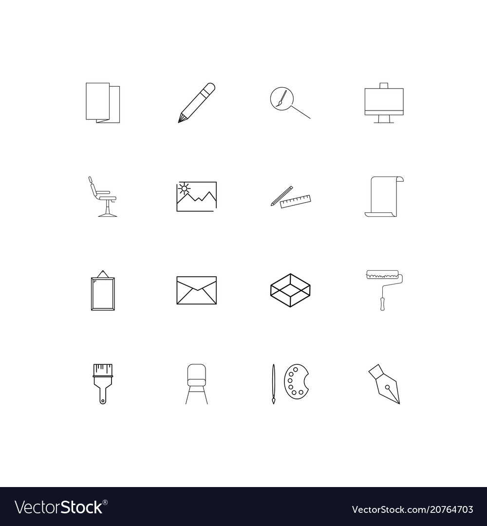 Creative process and design linear thin icons set