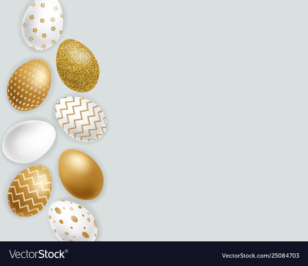 Easter painted golden eggs realistic Royalty Free Vector