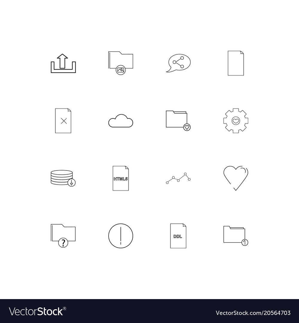 Files and folders sign simple linear icons set