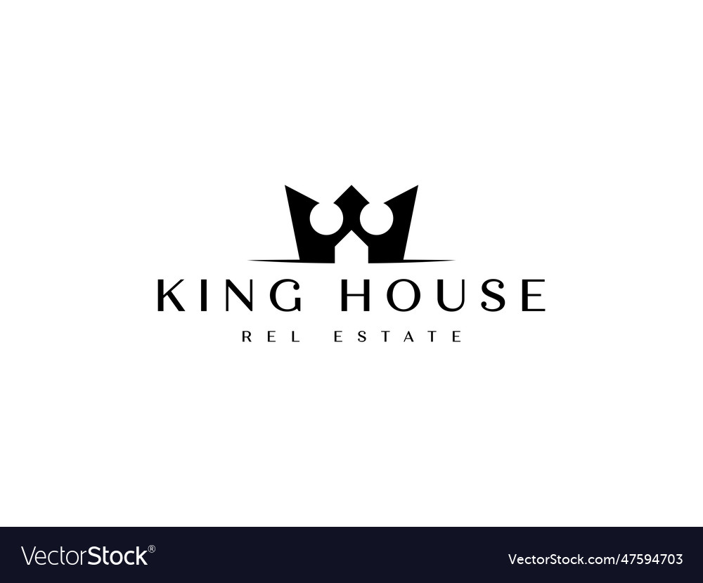 King queen crown house real estate luxury logo Vector Image