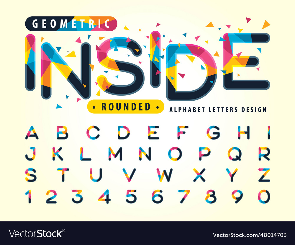 Modern colorful triangle fonts rounded style Vector Image