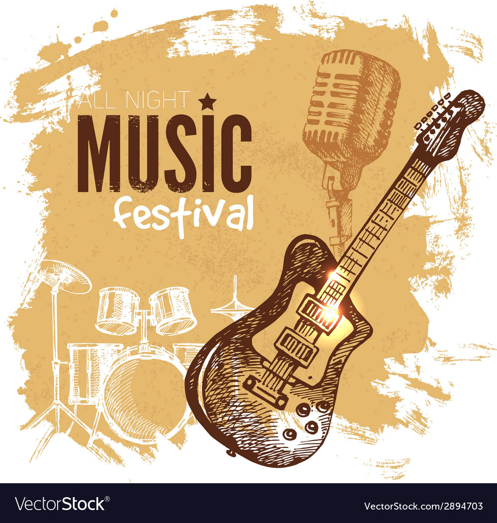 Music vintage background splash blob retro design Vector Image