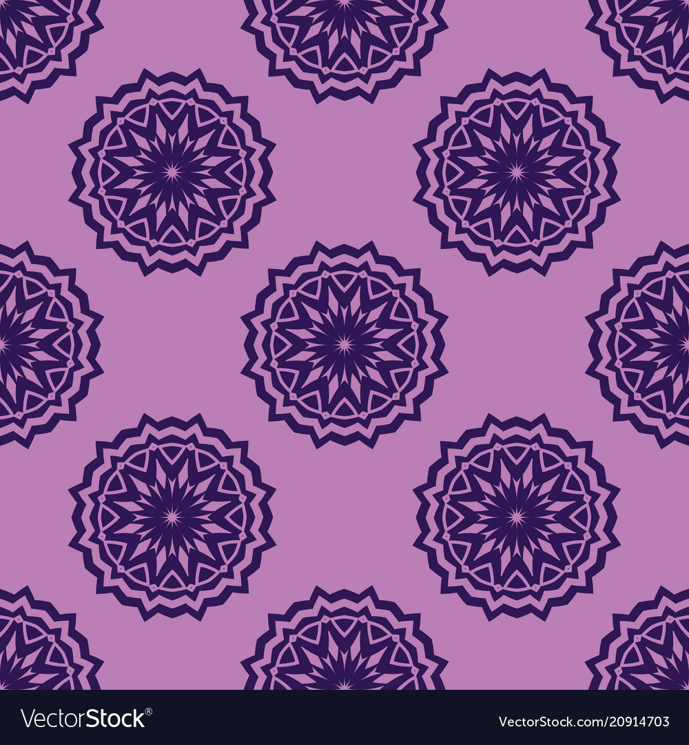 Seamless purple floral mandala pattern