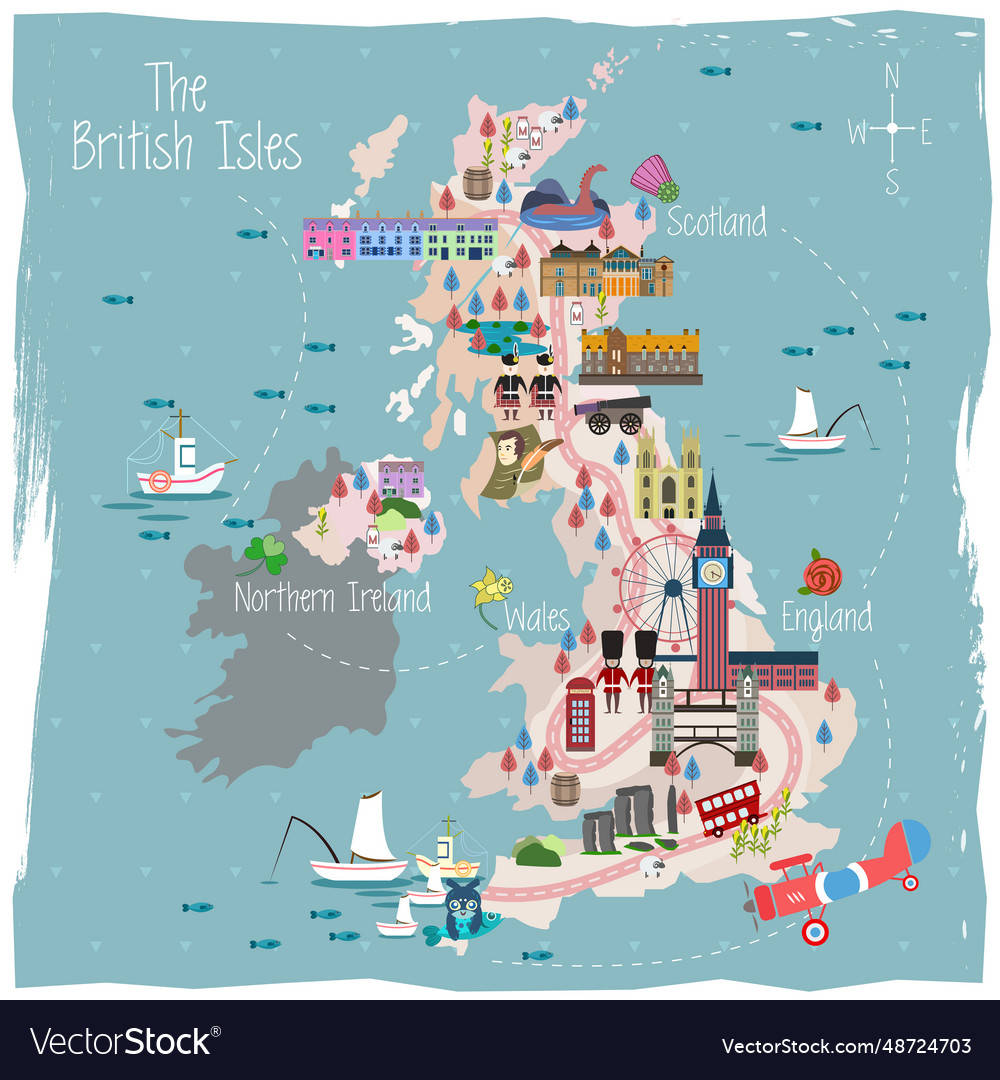 United kingdom travel map Royalty Free Vector Image