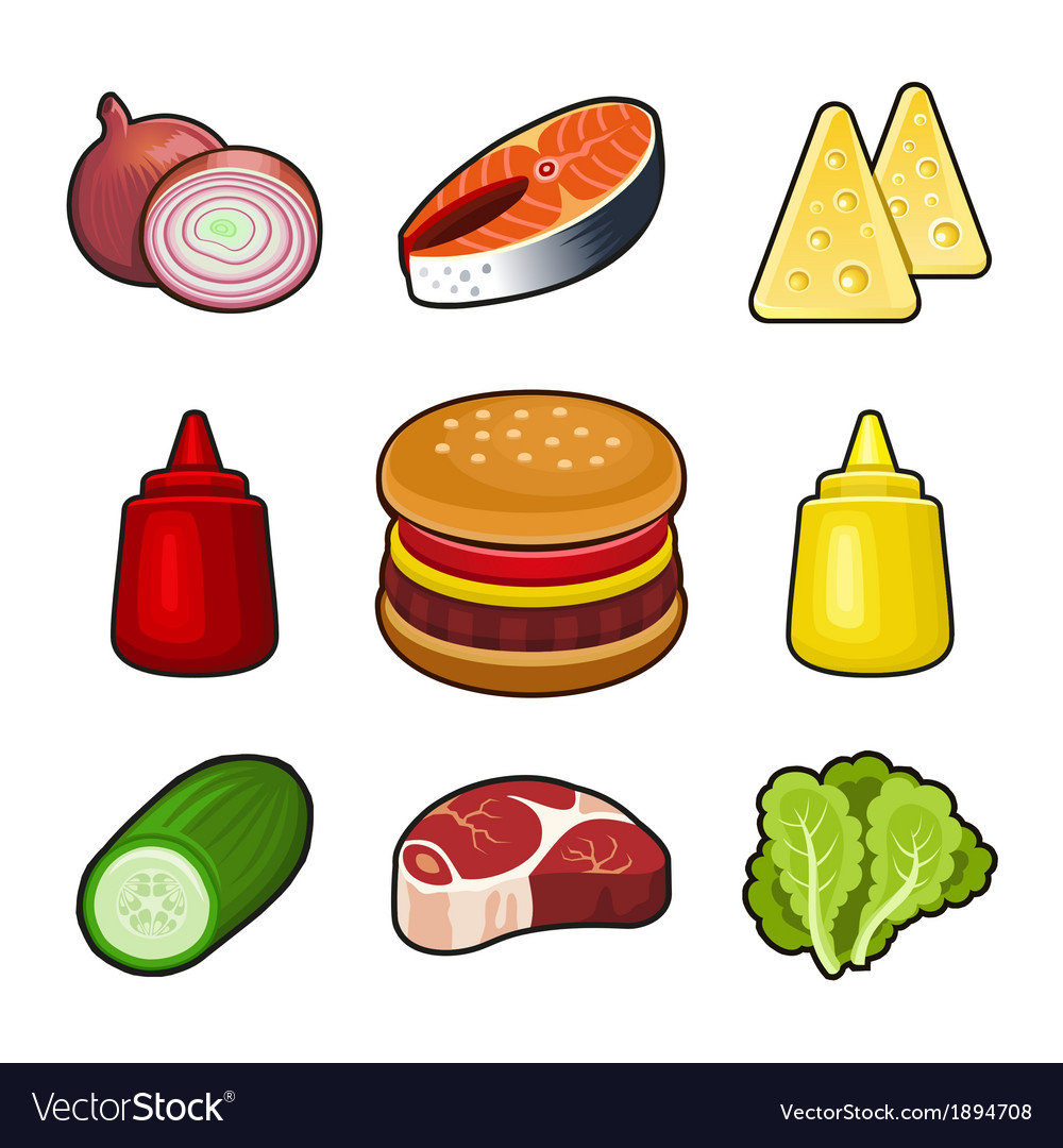Burger icons set Royalty Free Vector Image - VectorStock