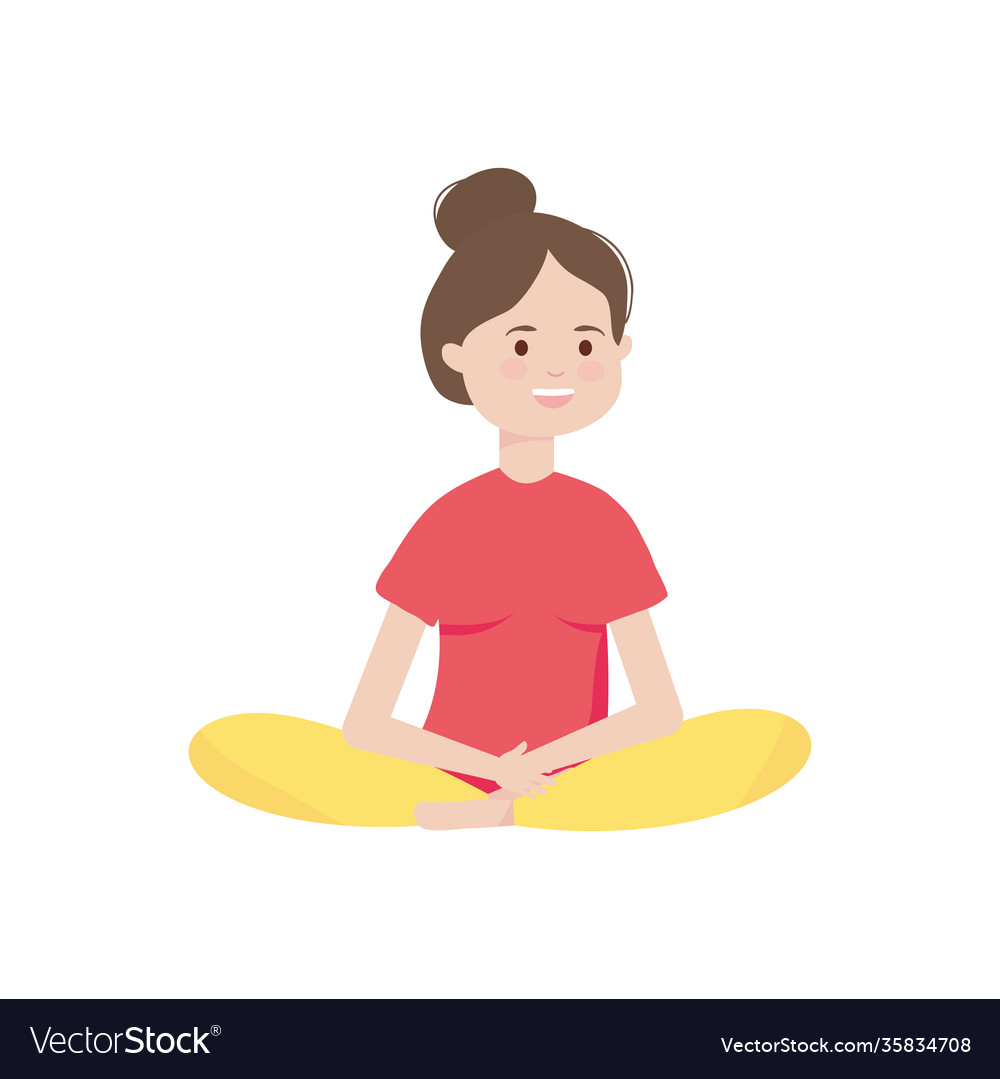 Cartoon woman meditation lotus pose yoga Vector Image