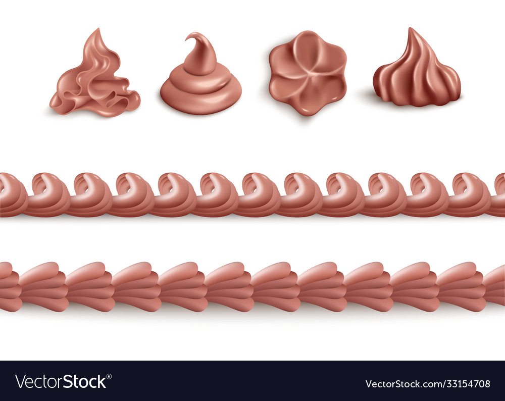 Chocolate whipped cream - isolated set swirl