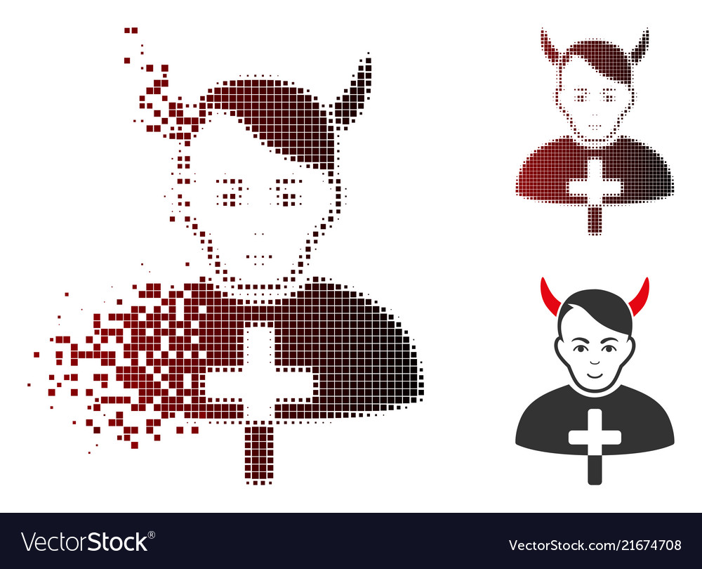 Dissipated dotted halftone satan priest icon