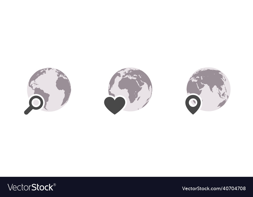 Earth globes with geolocation icons world map