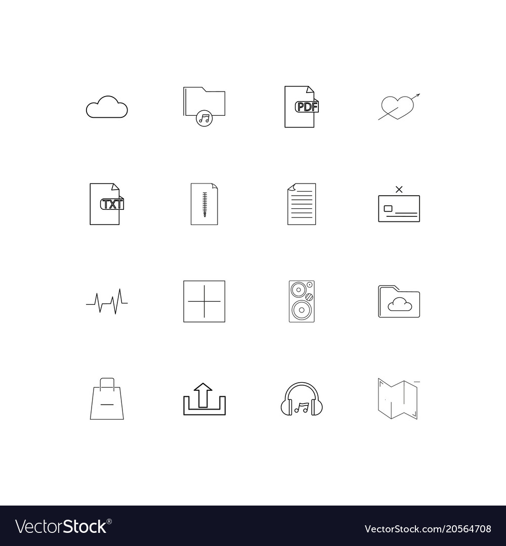 Files and folders sign simple linear icons set