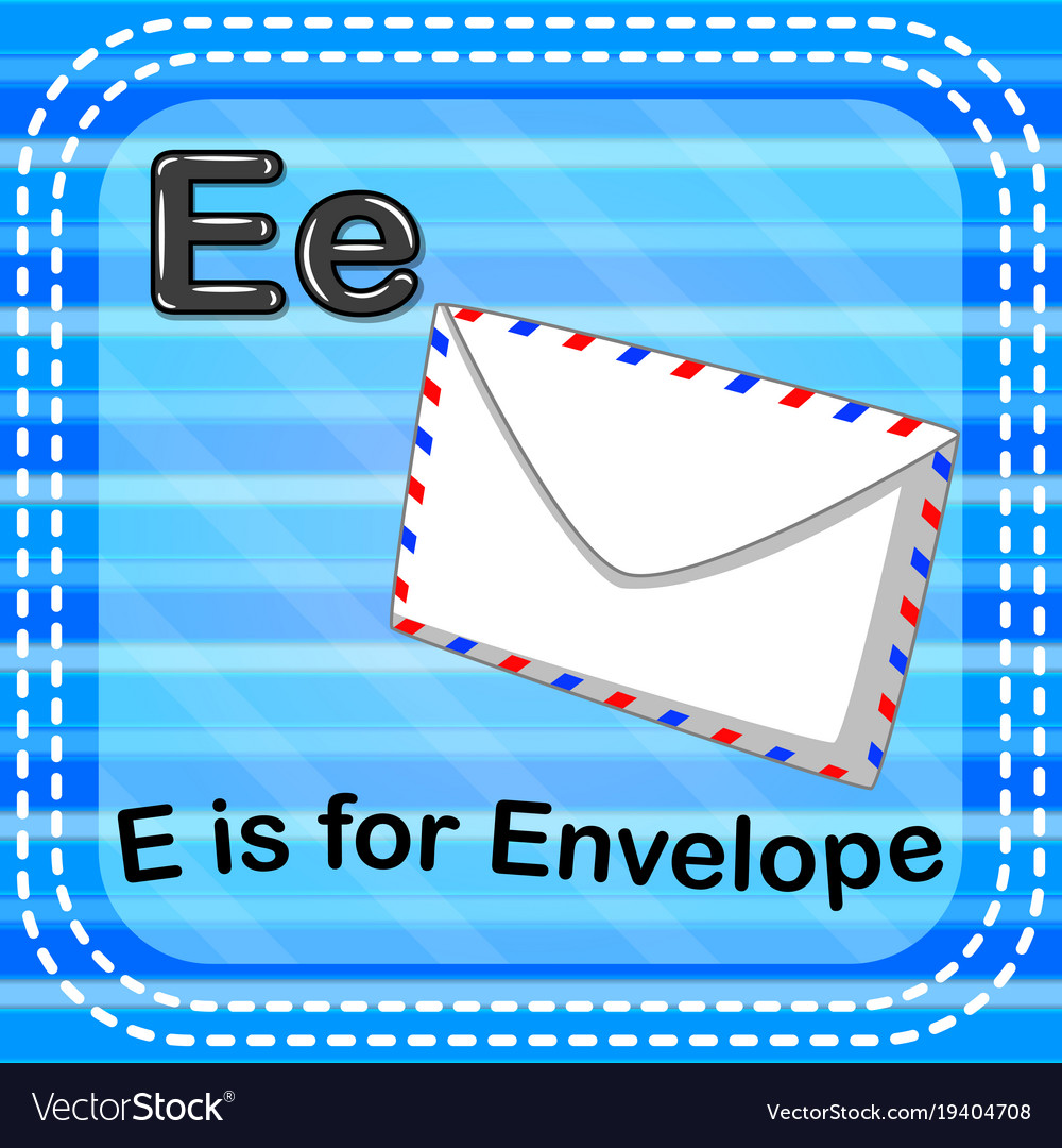 Flashcard letter e is for envelope Royalty Free Vector Image