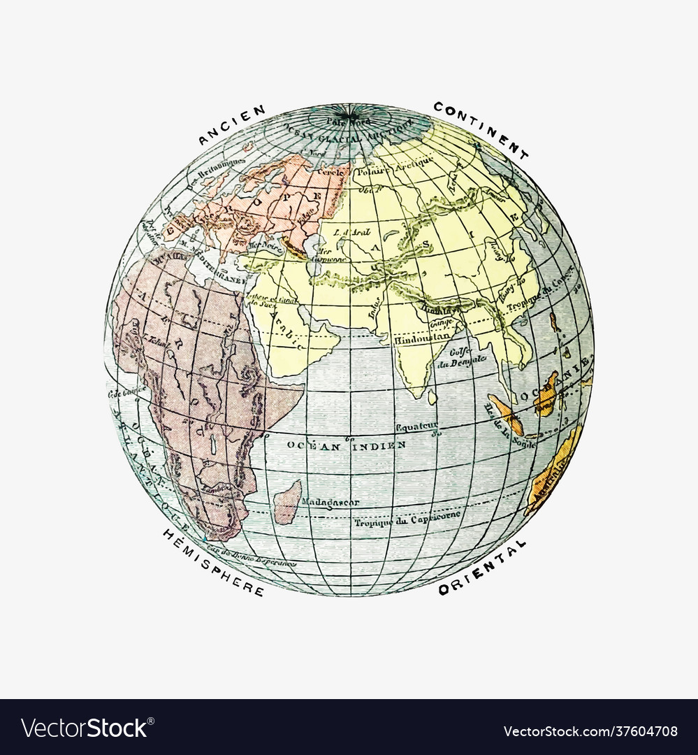 Globe vintage drawing Royalty Free Vector Image