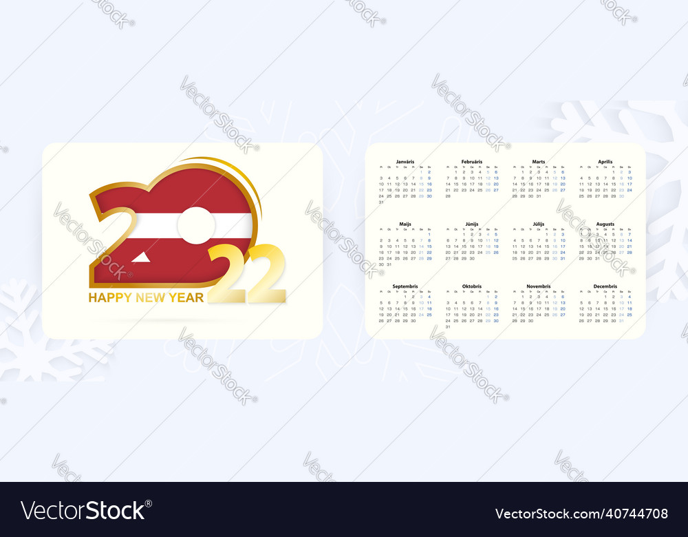 Horizontal pocket calendar 2022 in latvian Vector Image