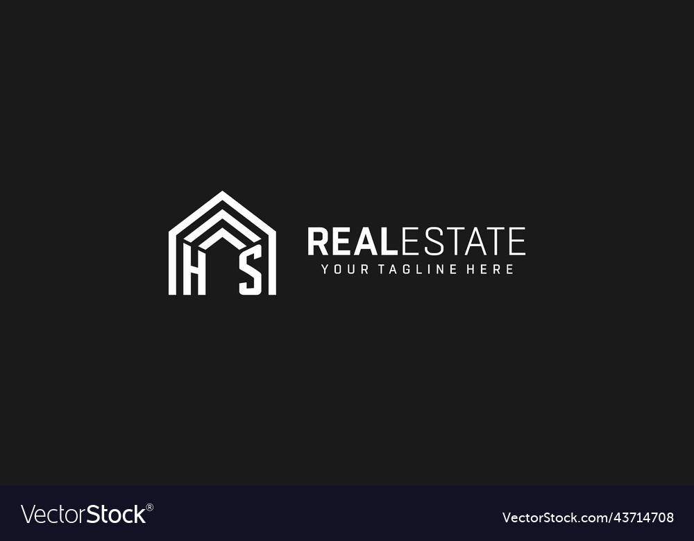 Letter hs house roof shape logo creative real