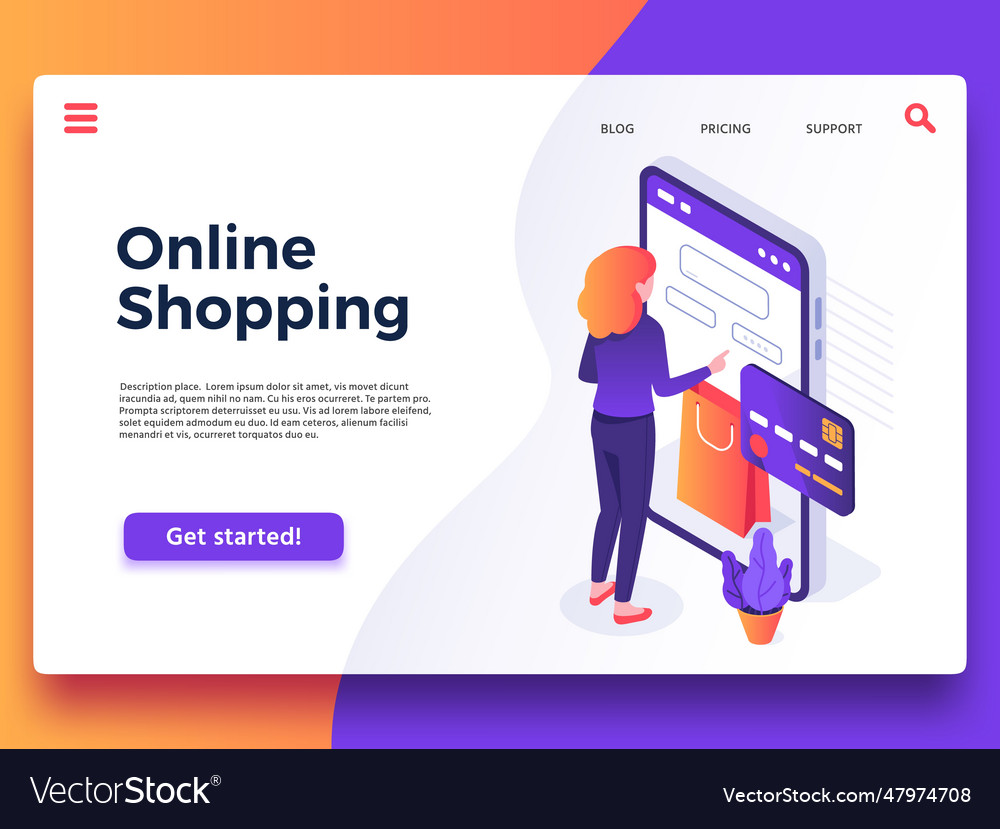 Online shopping landing page internet shop mobile Vector Image