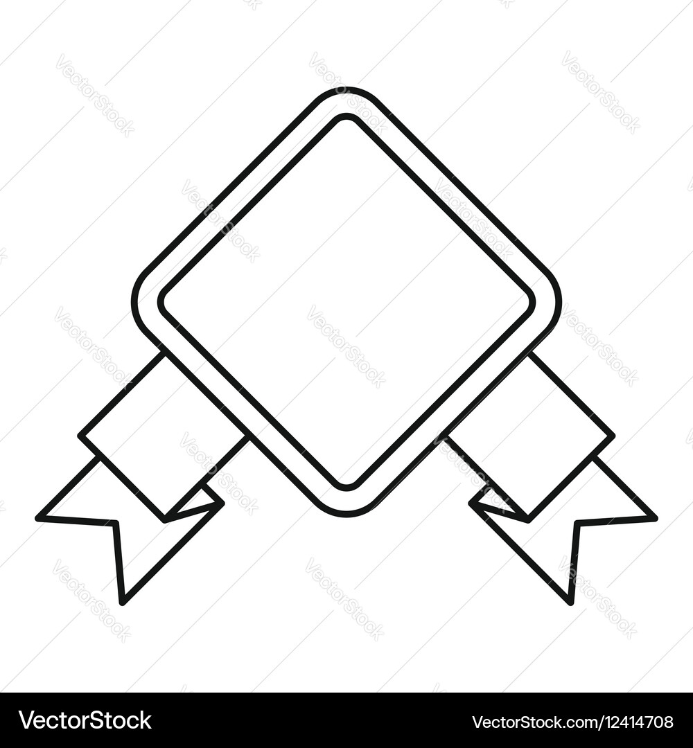 Rhombic Banner Icon Outline Style Royalty Free Vector Image