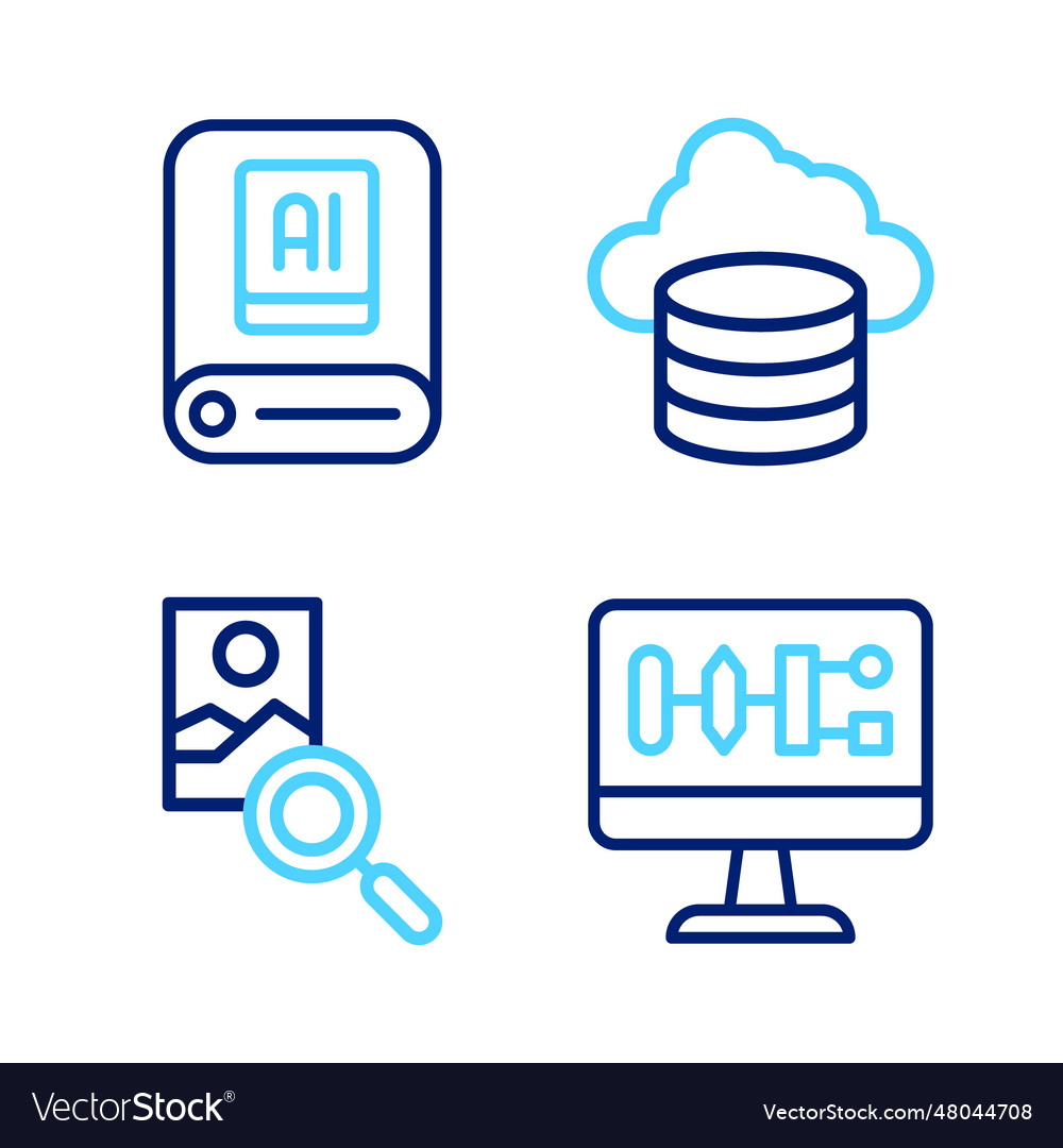Set line algorithm photo retouching cloud vector image Set line algorithm photo retouching cloud