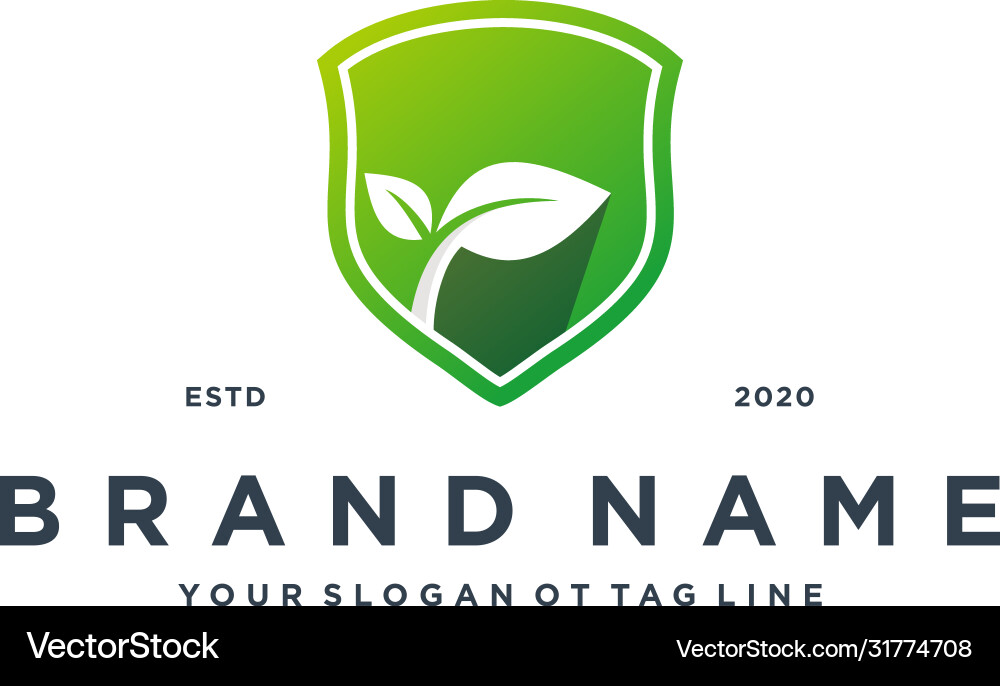 Shield leaf logo design Royalty Free Vector Image
