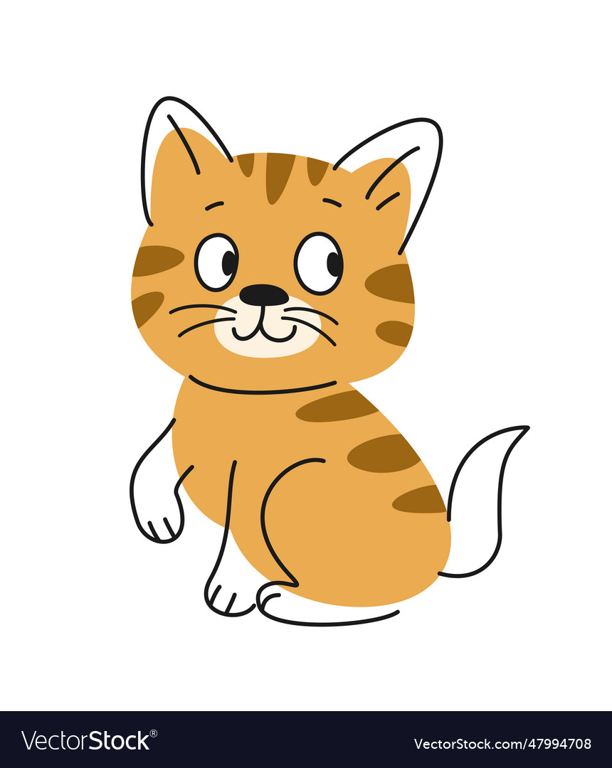 Striped Kitten Outline