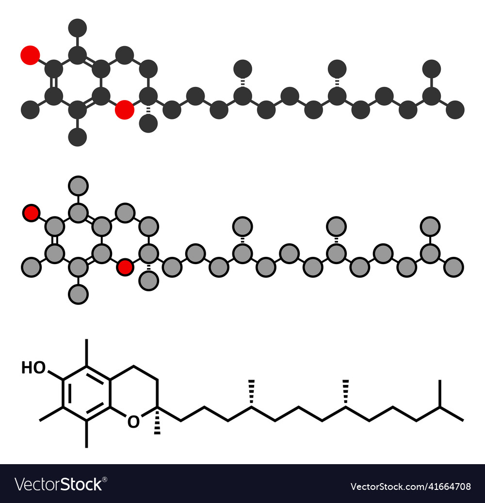 Vitamin e alpha tocopherol molecule stylized 2d Vector Image