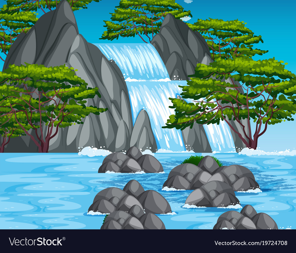 Waterfall scene in the forest