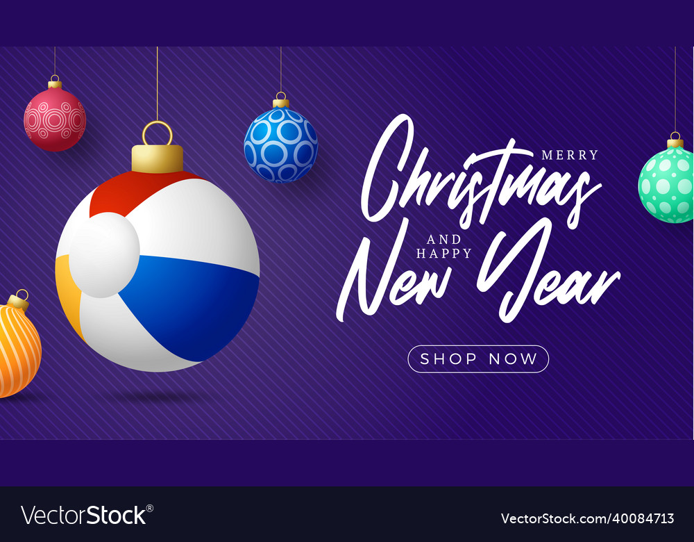 Beach ball christmas card merry holiday