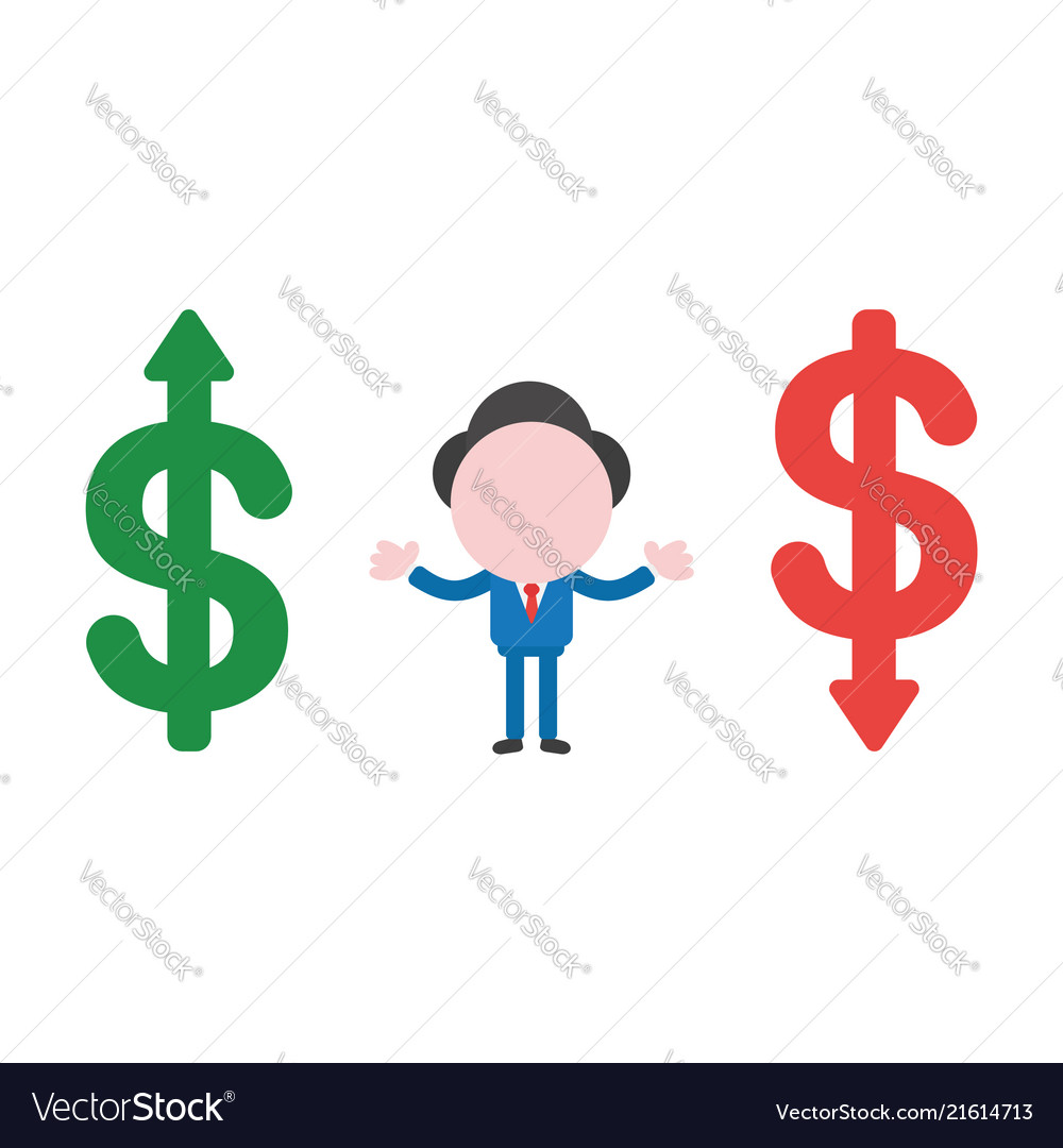 Businessman character between dollar money Vector Image