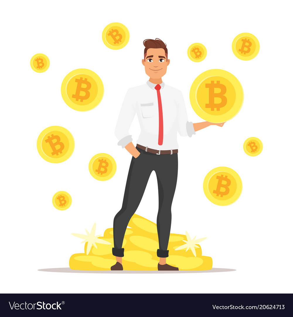 Businessman holding bitcoin