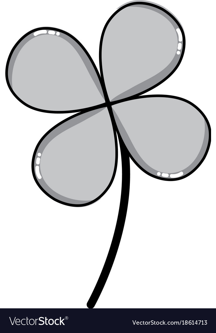 Grayscale natural clover plant with leaves design