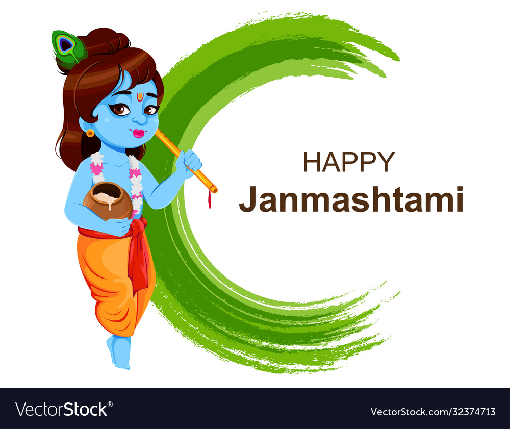 Happy krishna janmashtami lord krishna Royalty Free Vector