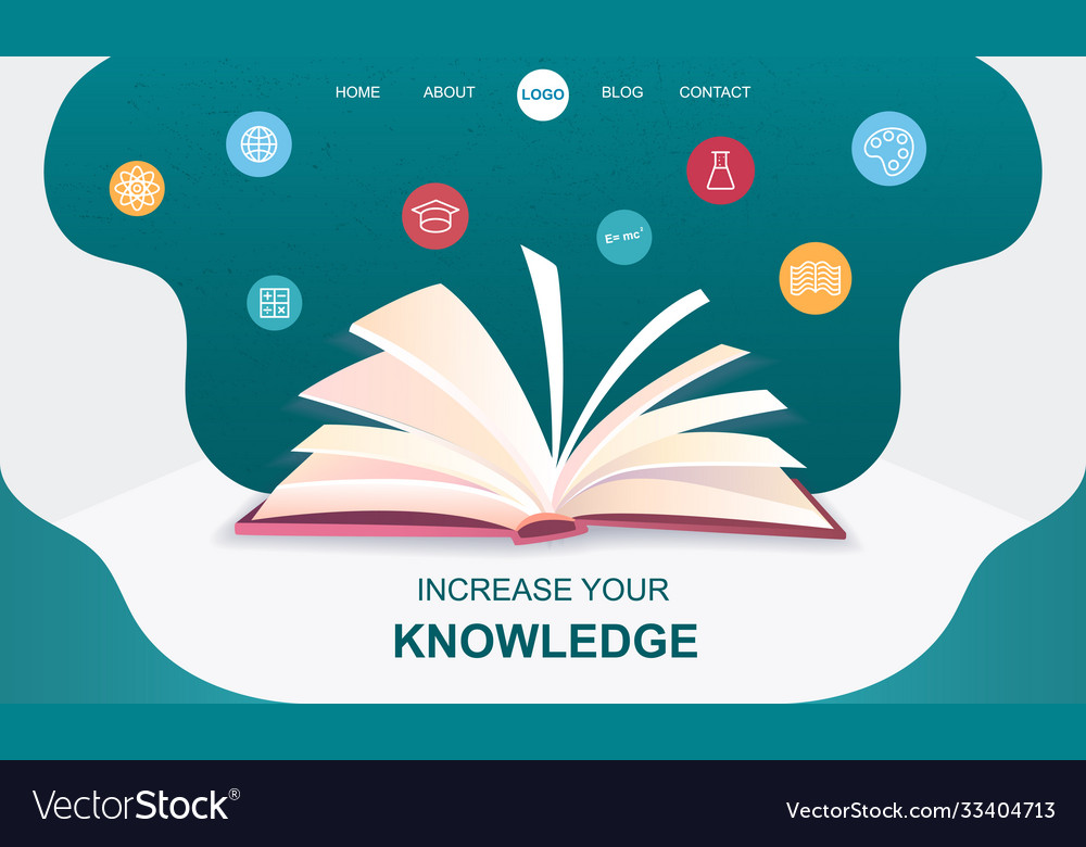 Increase your knowledge concept with open book Vector Image