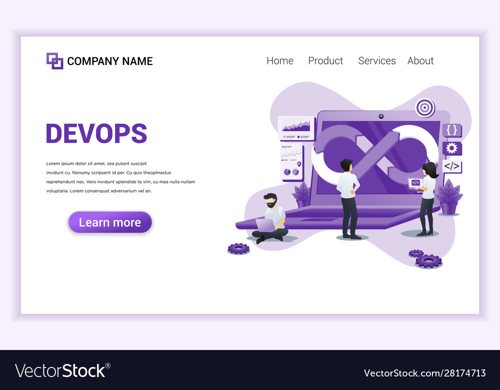 Modern flat design concept programmers at work vector image Modern flat design concept programmers at work