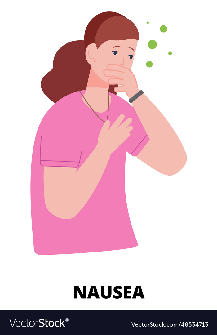 Nausea symptom vomiting sickness woman with Vector Image